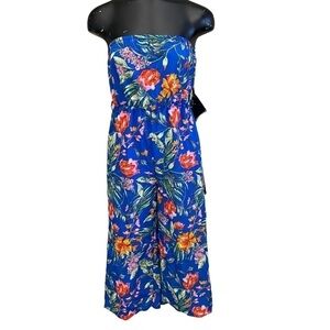 Prinark Blue Floral Strapless Wideleg Jumper Size 2